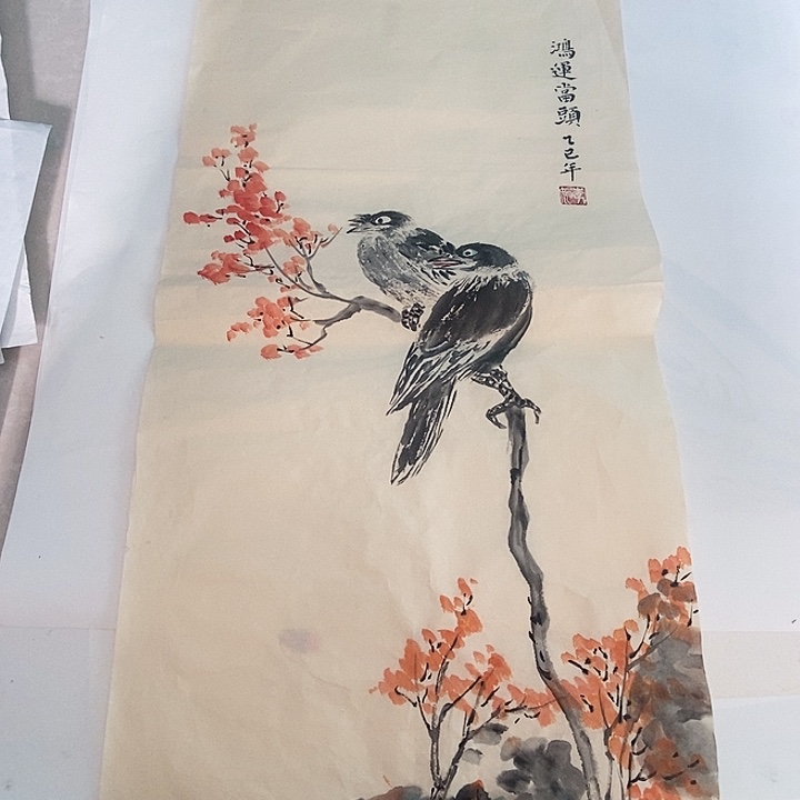 国画四尺四开手绘花鸟作品