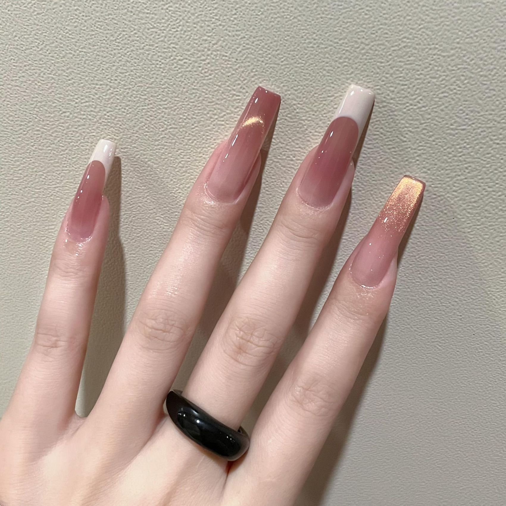 【纯真绽放】纯手工猫眼法式水蜜桃秋日显白温柔美甲穿戴甲