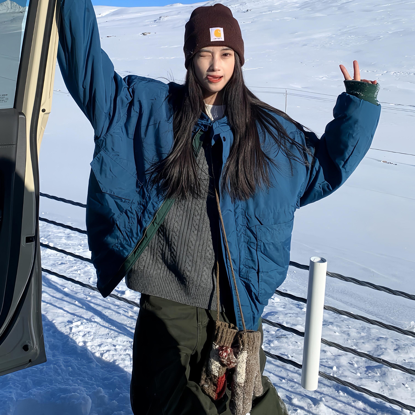 中性风复古美式潮牌立领工装夹克男女百搭宽松保暖加厚飞行服外套