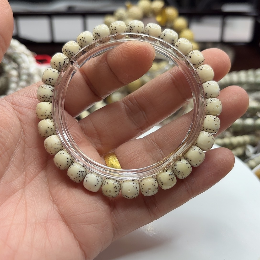 星月菩提手串87骨瓷白通体大留白