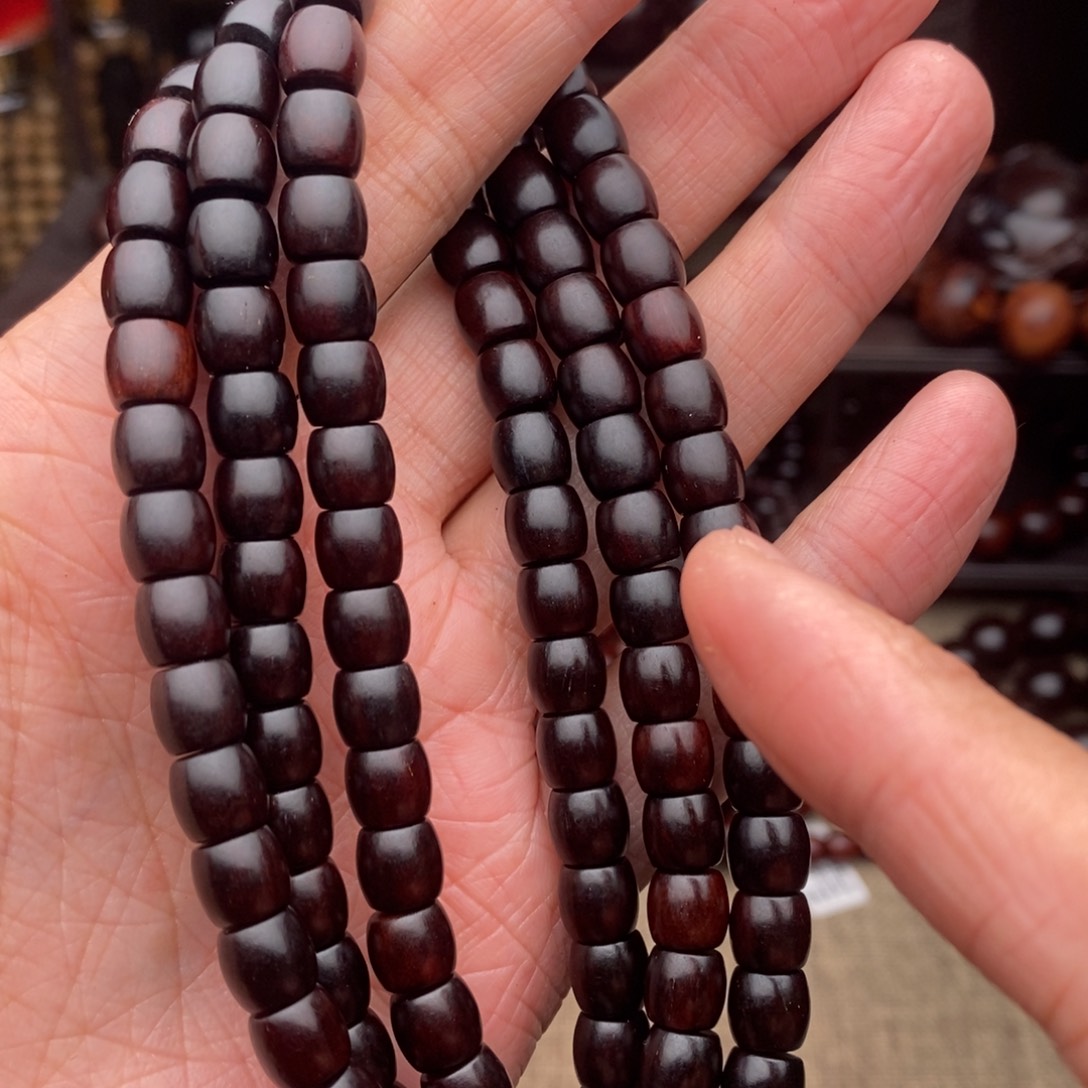 檀香紫檀（小叶紫檀）手串/手链77直切黑珍珠