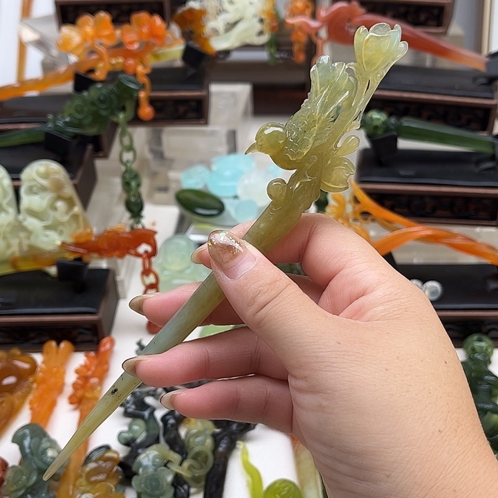 蛇纹石玉岫玉发簪未镶嵌