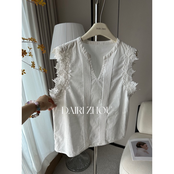 DAIRI  ZHOU▪️城市通勤   100亚麻V领打条无袖套装简约百搭日常穿