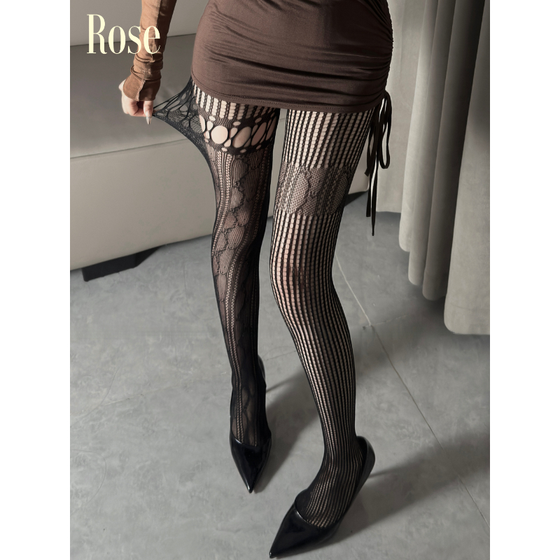 Rose*勾心利丝！80-200斤美式显瘦不规则镂空丝袜美腿辣妹女网袜