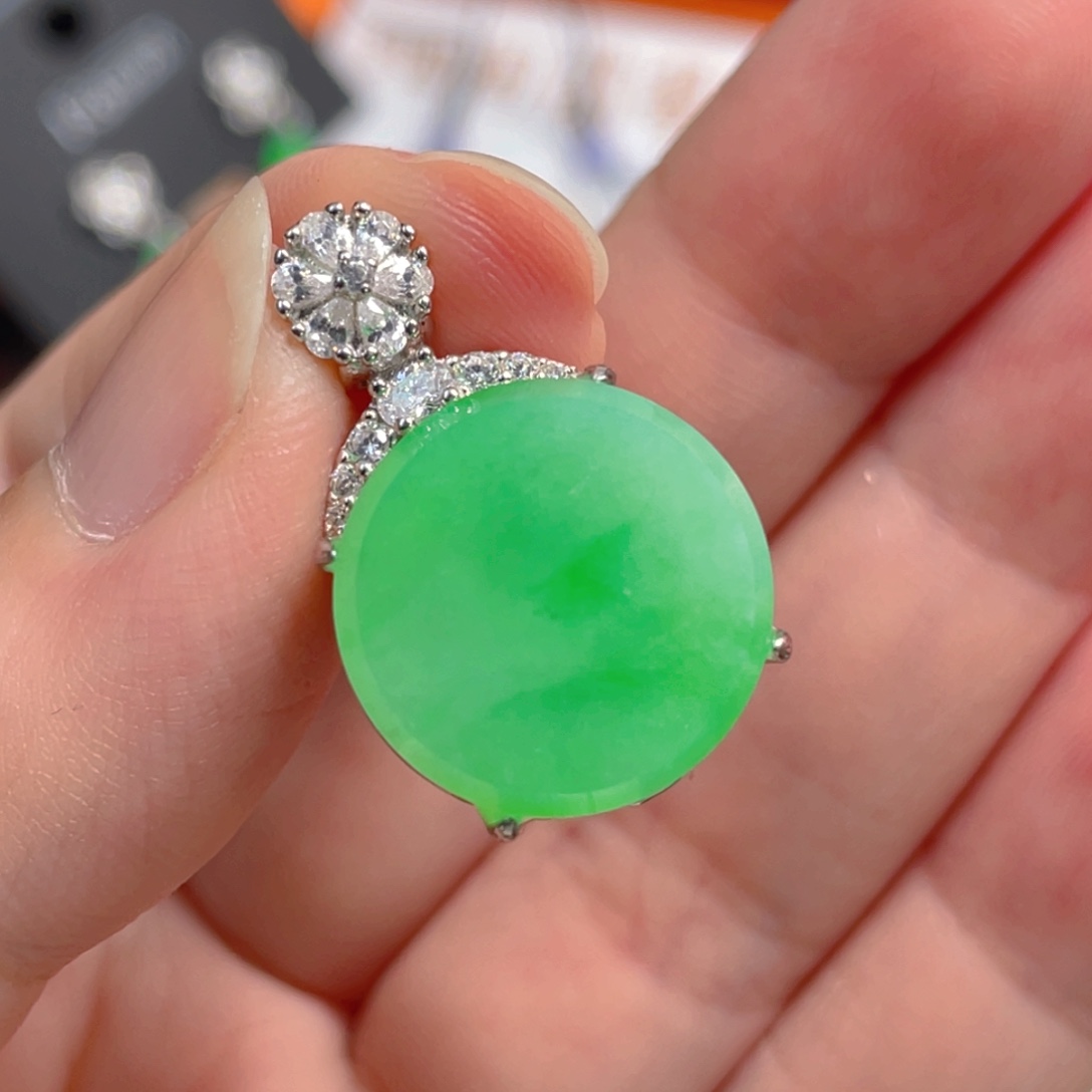 翡翠银S925镶嵌吊坠(不含链)