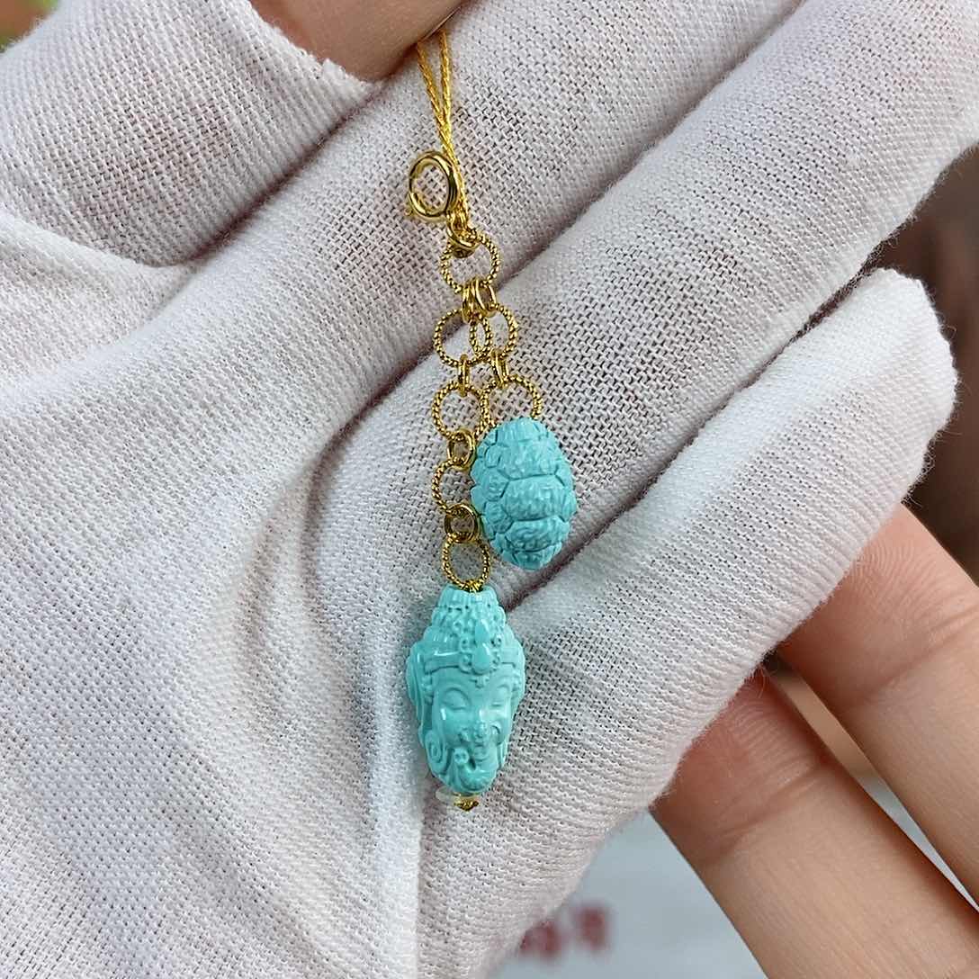 绿松石珠宝奇石18K金镶嵌