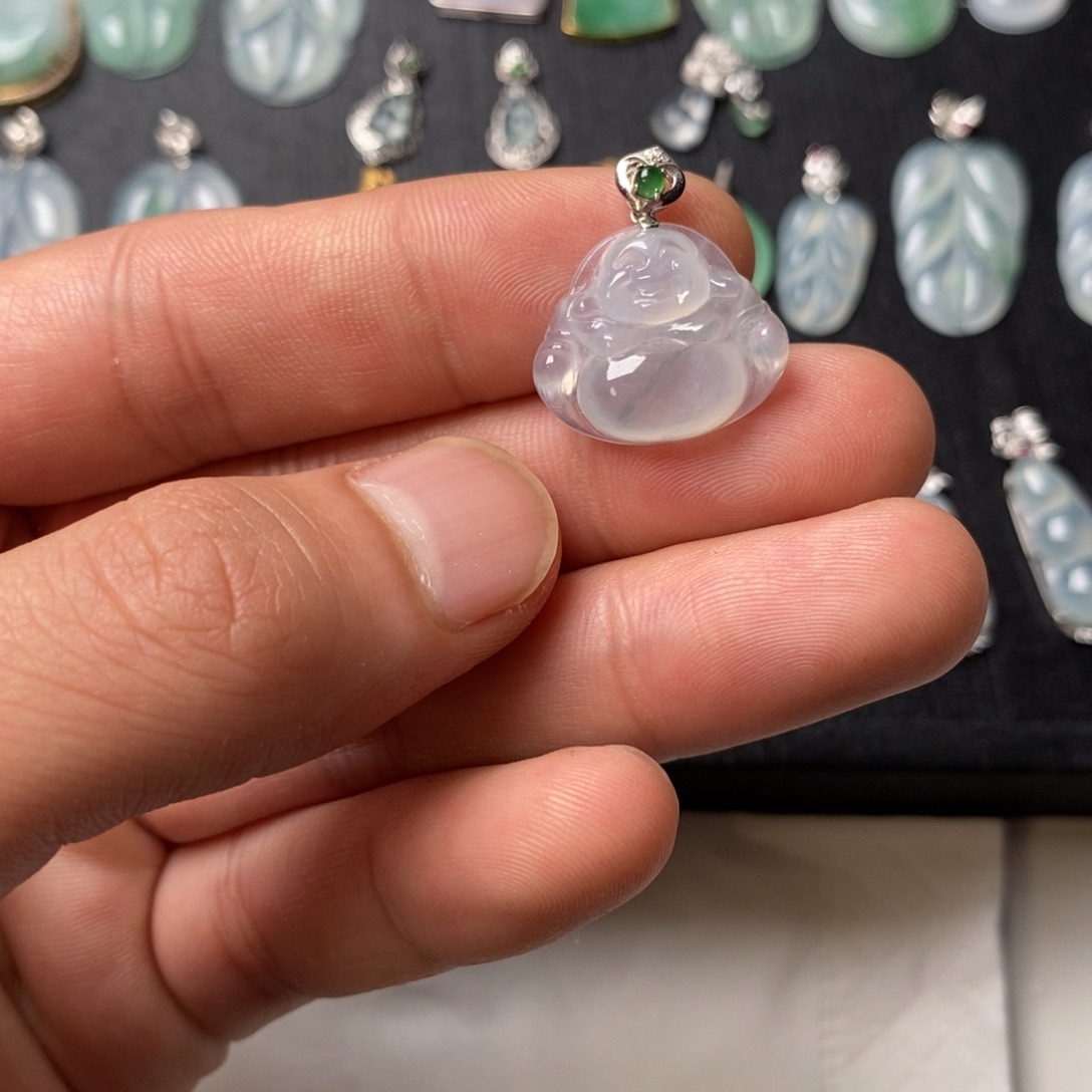 吊坠(不含链)18K金镶嵌翡翠