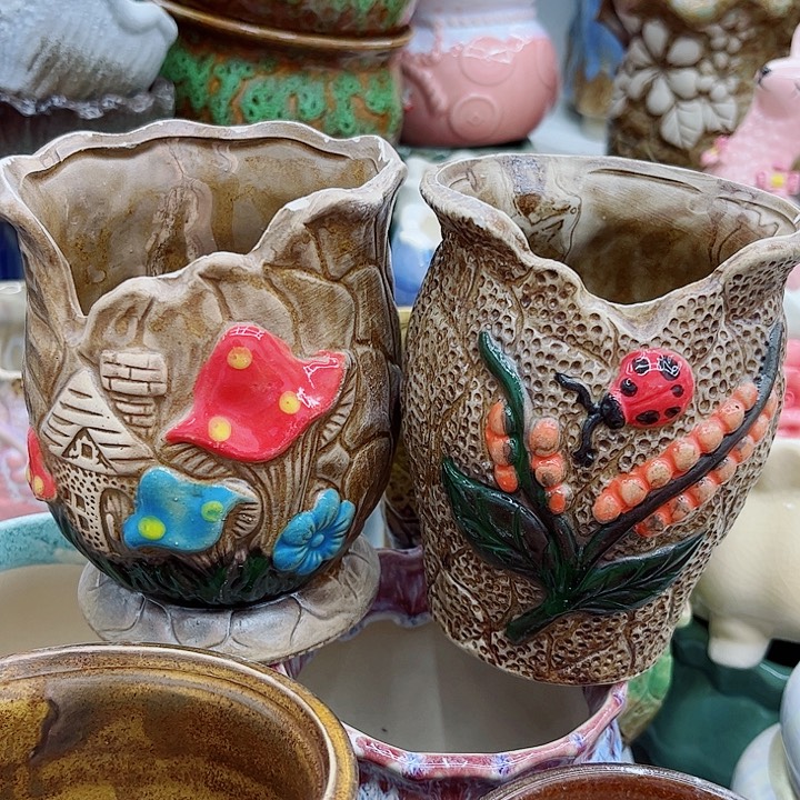 多肉绿植陶瓷花盆9.9包邮，有孔