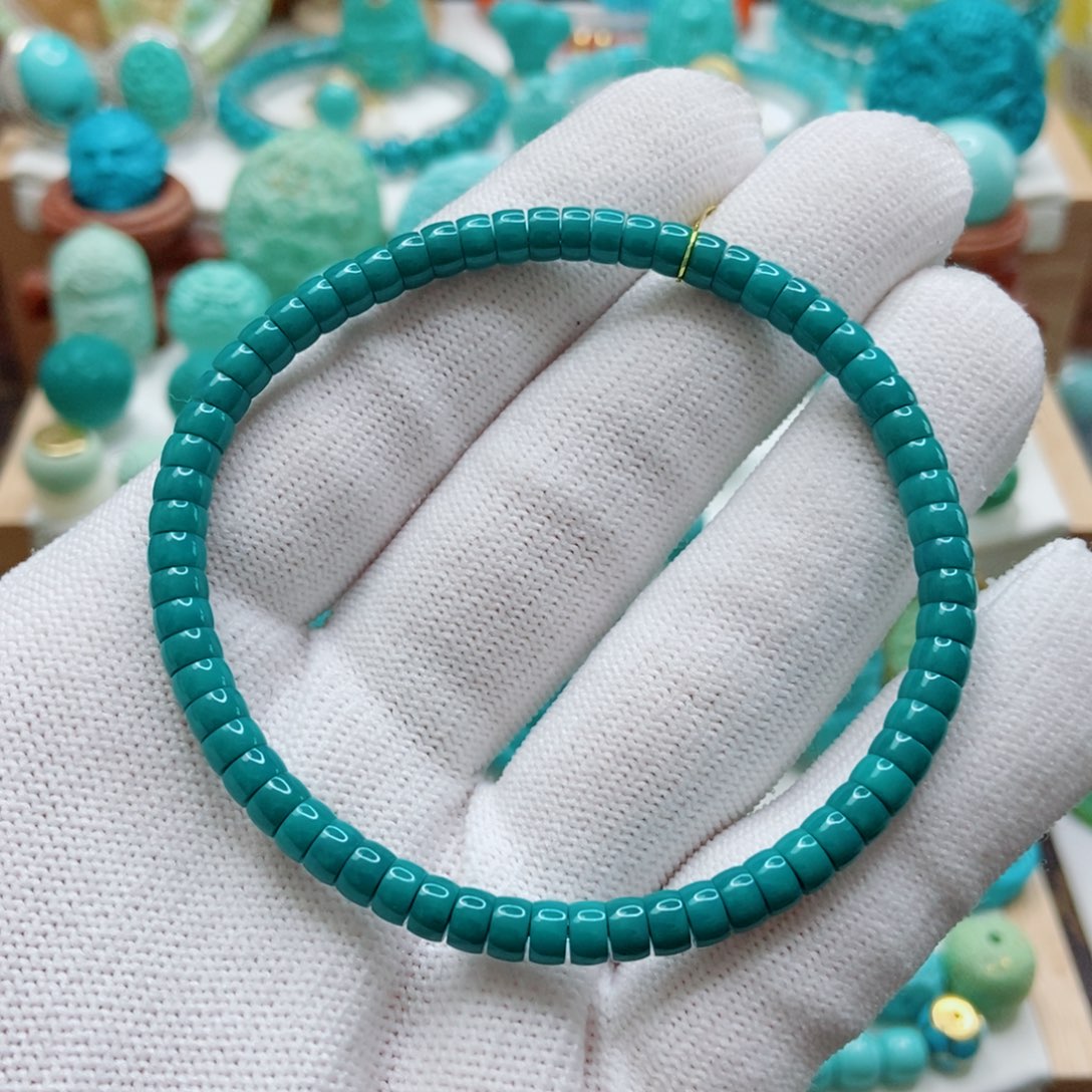绿松石未镶嵌直切手串4.5mm
