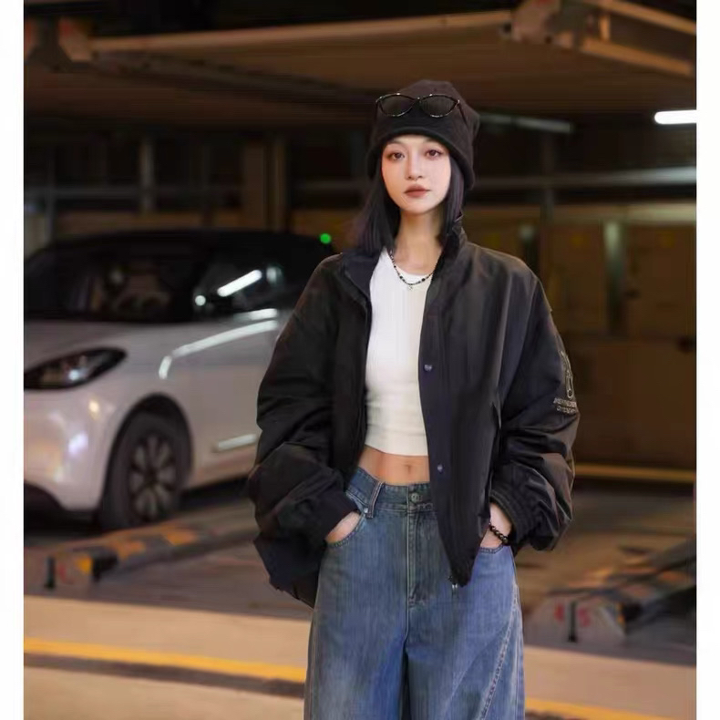 GIRDEAR/哥弟时尚休闲立领酷帅松弛宽松百搭夹克防风外套女140135