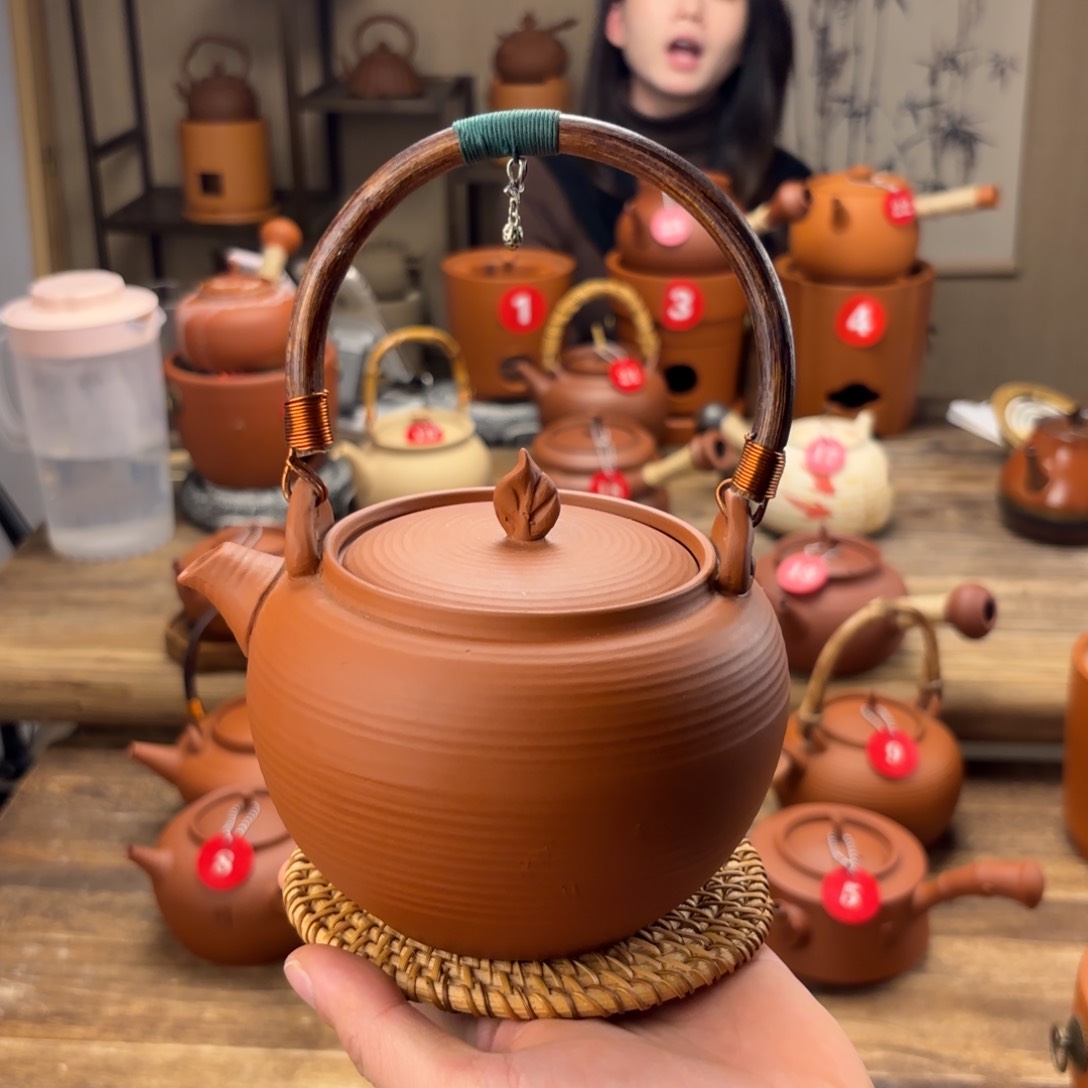 煮水煮茶甘甜 潮州砂铫壶 搭藤垫
