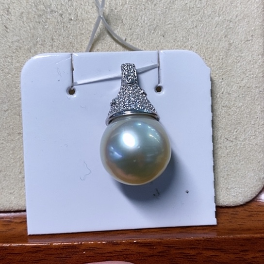 海水珍珠颈饰银S925镶嵌13.5
