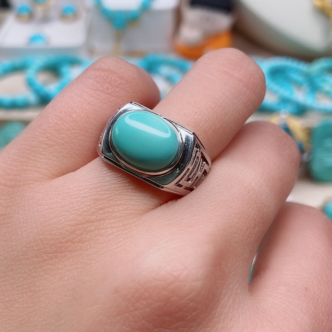 绿松石戒指银S925镶嵌