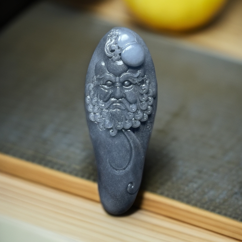 和田玉籽料青花达摩男女同款时尚挂件