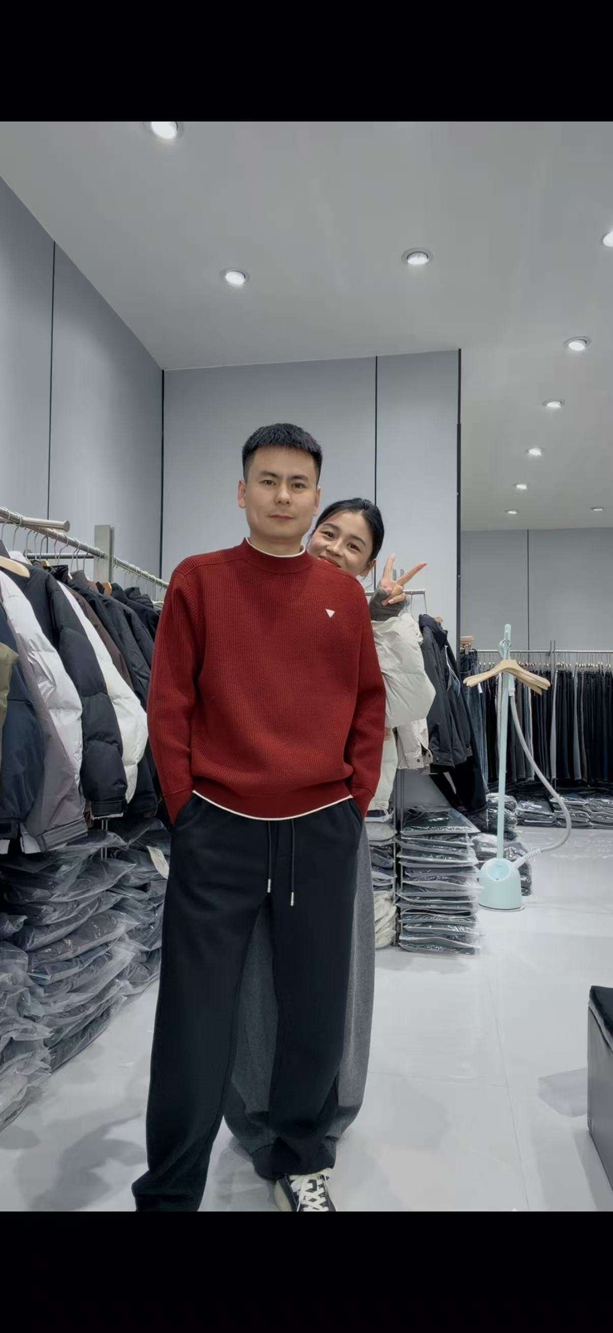 拼接针织衫休闲圆领毛衣男士针织秋冬长袖男款