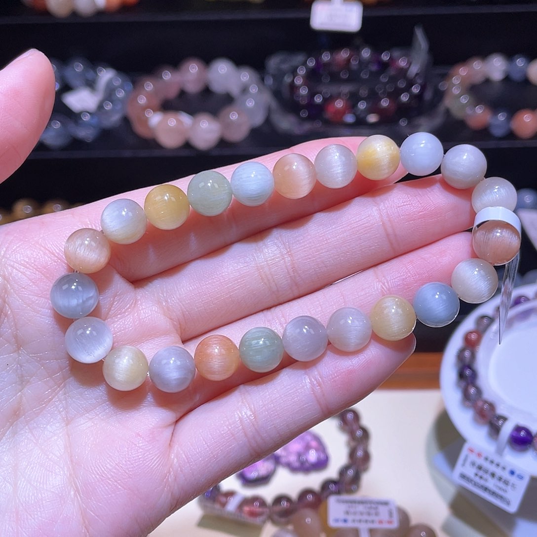 水晶手链未镶嵌兔毛手链，晶体通透8.9