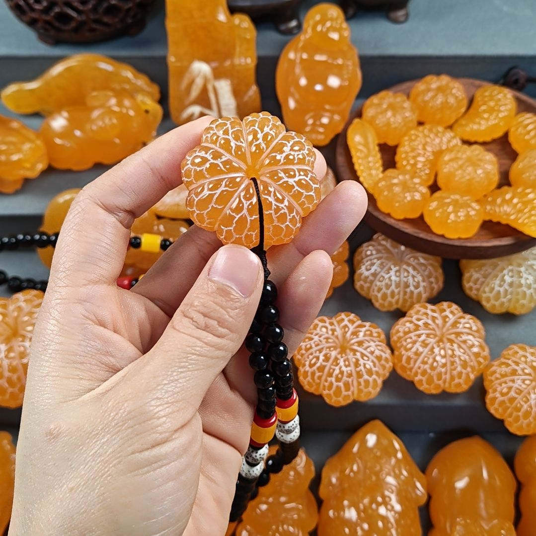 蜗***爬石材天然原石手工雕刻橘子