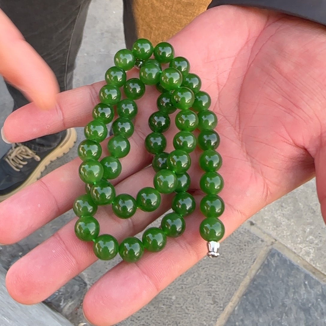 和田玉未镶嵌颈饰俄碧D绿卡10