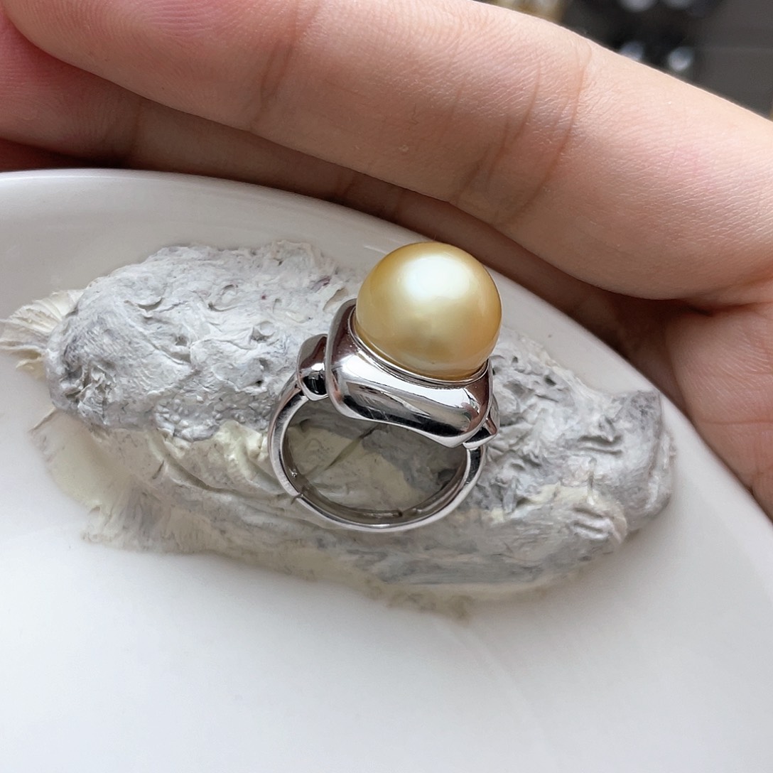 戒指银S925镶嵌海水珍珠
