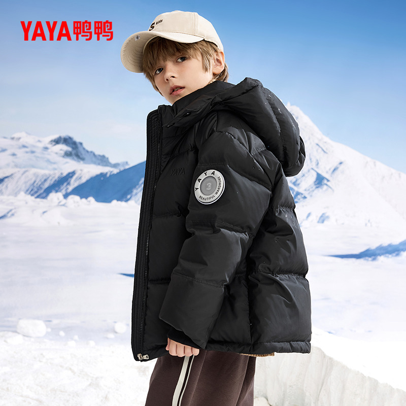 YAYA/鸭鸭儿童羽绒服25冬季反季短款加厚儿童中大童连帽加厚外套
