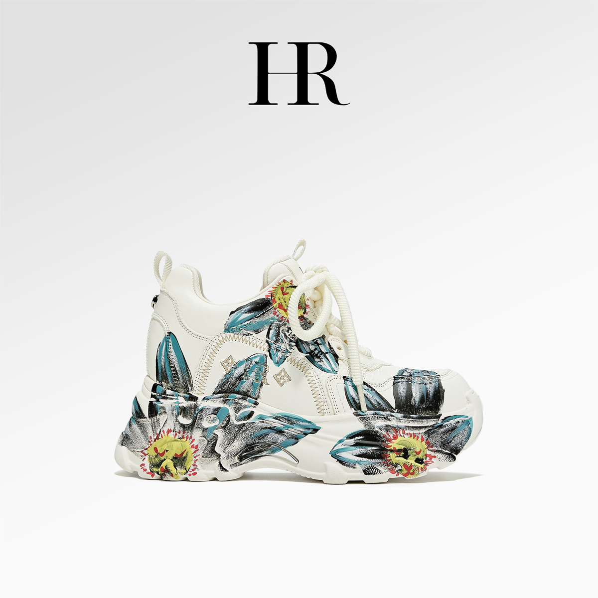 HR/赫莲娜轻奢时尚潮流小众原创厚底增高老爹鞋复古百搭女鞋印花