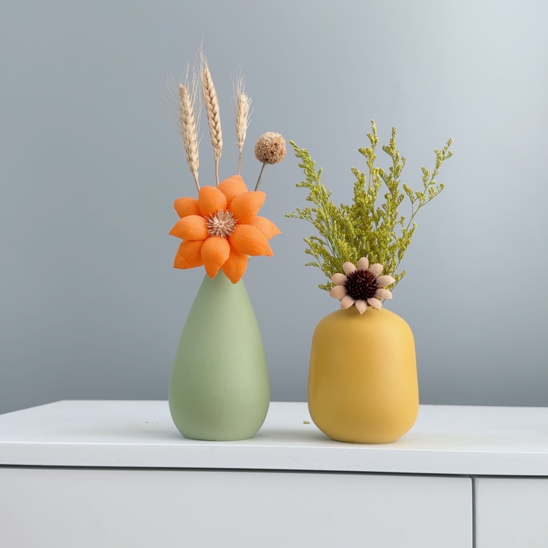 摆件陶瓷花瓶摆件含花总高约20-30cm