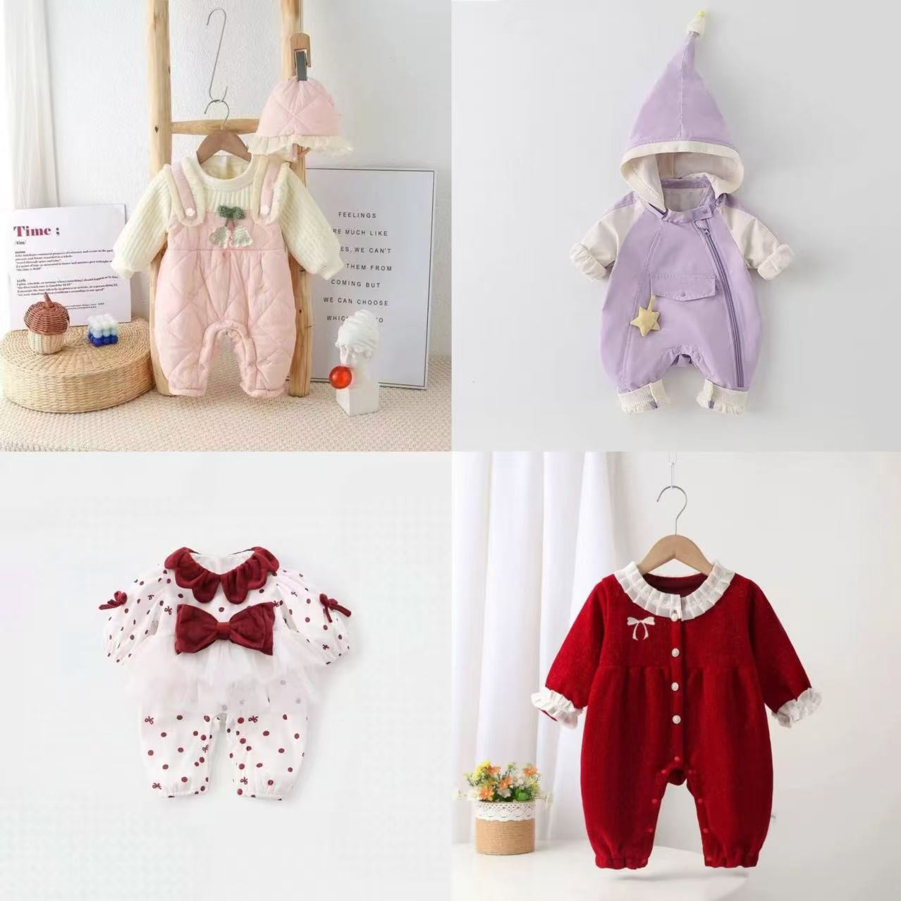 501-599组合加绒婴儿衣服秋冬季保暖外出服满月新生儿宝宝连体衣