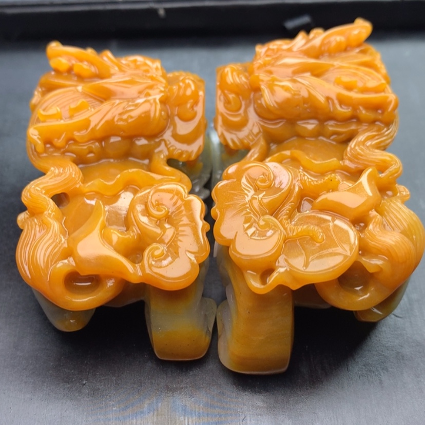 【闪购商品】未镶嵌石英质玉（黄龙玉）黄龙玉貔貅摆件蓝**?