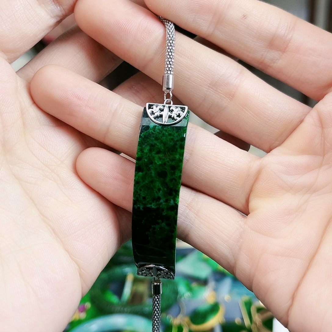 翡翠手链银S925镶嵌手链