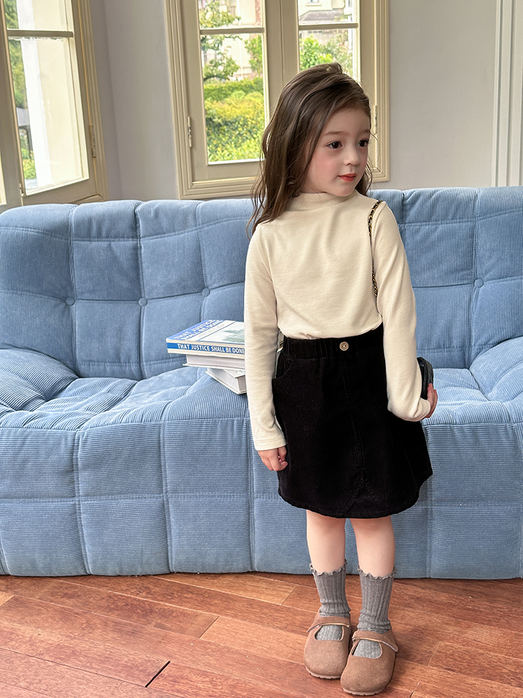 女童春秋半高领针织打底衫2025新款儿童长袖t恤宝宝百搭外穿上衣