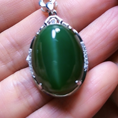 和田玉戒指银S925镶嵌