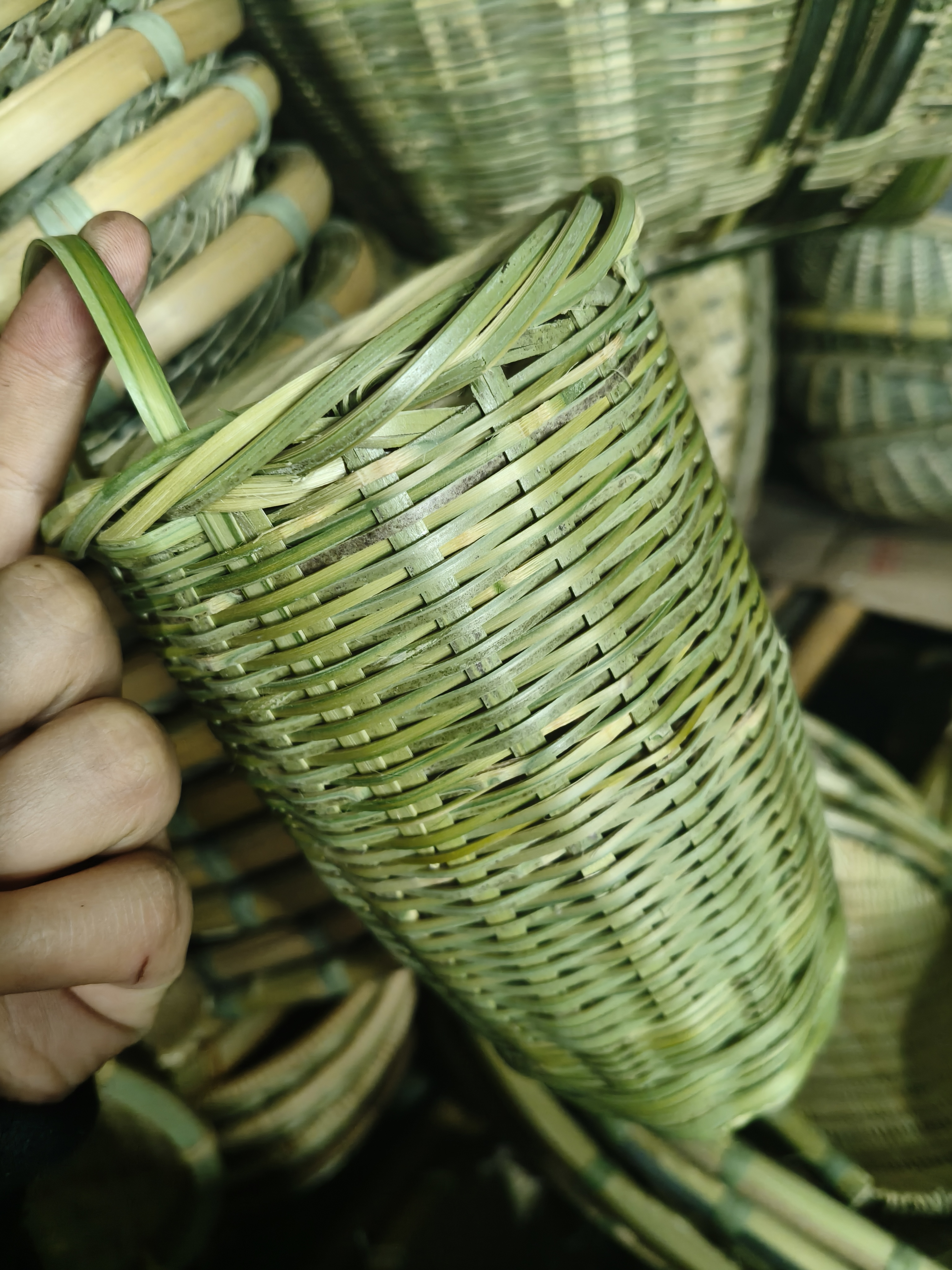 青竹皮手工编织筷子篓