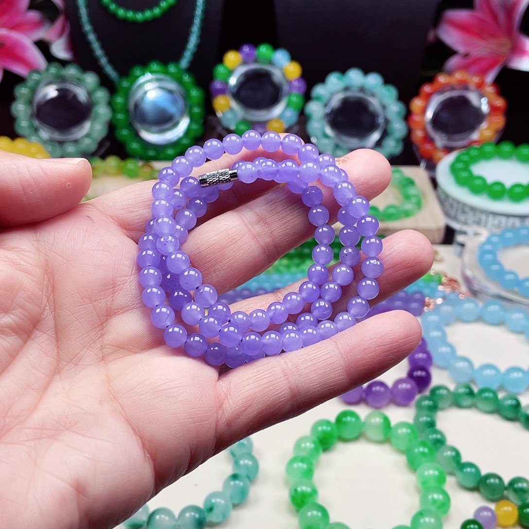 翡翠未镶嵌颈饰卡6翡翠珠链男女款03