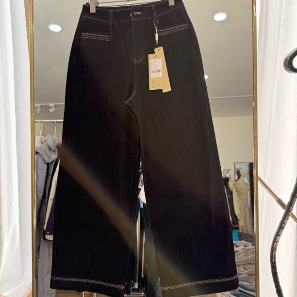 7807 阔腿加绒加厚牛仔裤