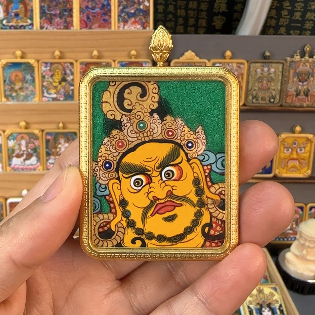 吊坠热贡纯手绘【黄财神】非遗文化