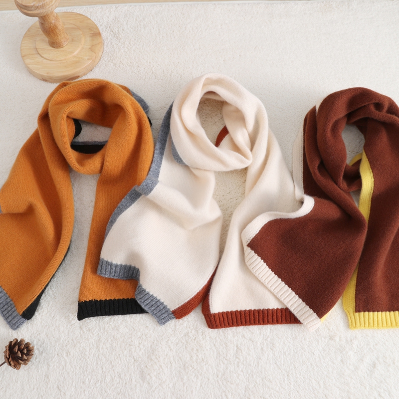 儿童羊毛围巾男女童宝宝围脖加厚针织衫保暖围巾宝宝拼接围巾