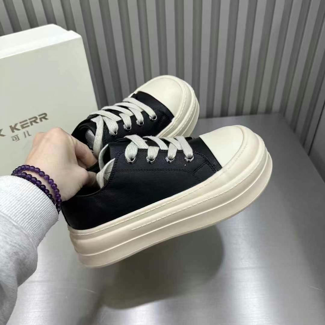 欧洲站真皮厚底松糕鞋女2025春季新款鞋子百搭休闲丑萌大头面包鞋