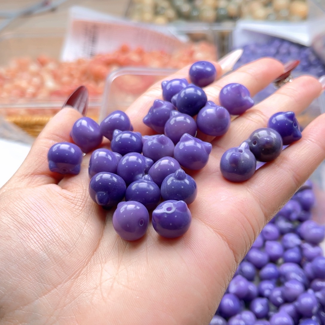 白玉菩提吊坠c13mm22颗。手工干磨 紫猫头