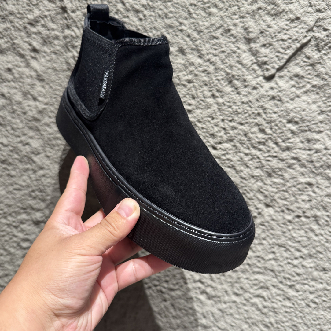 （单棉同款）新款皮鞋磨砂皮切尔西靴潮流秋冬休闲风黑色圆头柔软