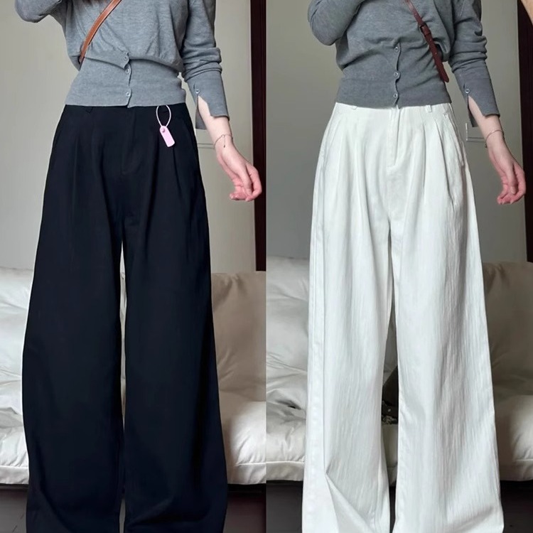 白色阔腿牛仔裤女新款胖妹妹mm宽松显瘦梨型身材粗腿宽胯休闲裤子