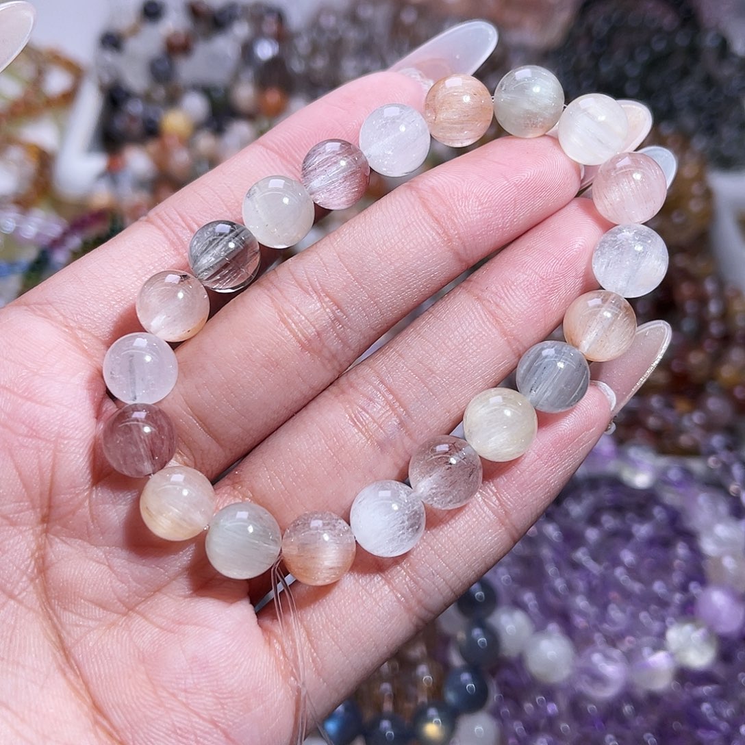 水晶手链未镶嵌彩兔毛9+