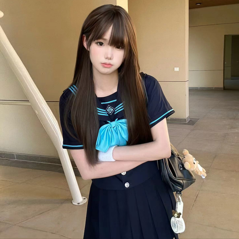 空栗鼠丸【月野岚】学院风校供水手服百褶裙收腰jk制服套装女中间服