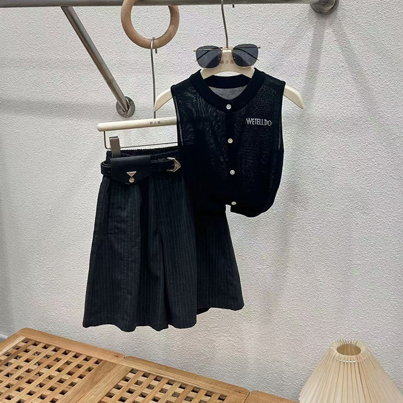 女童中裤套装2025新款儿童夏装裤子网红背心中大童洋气品质童装潮