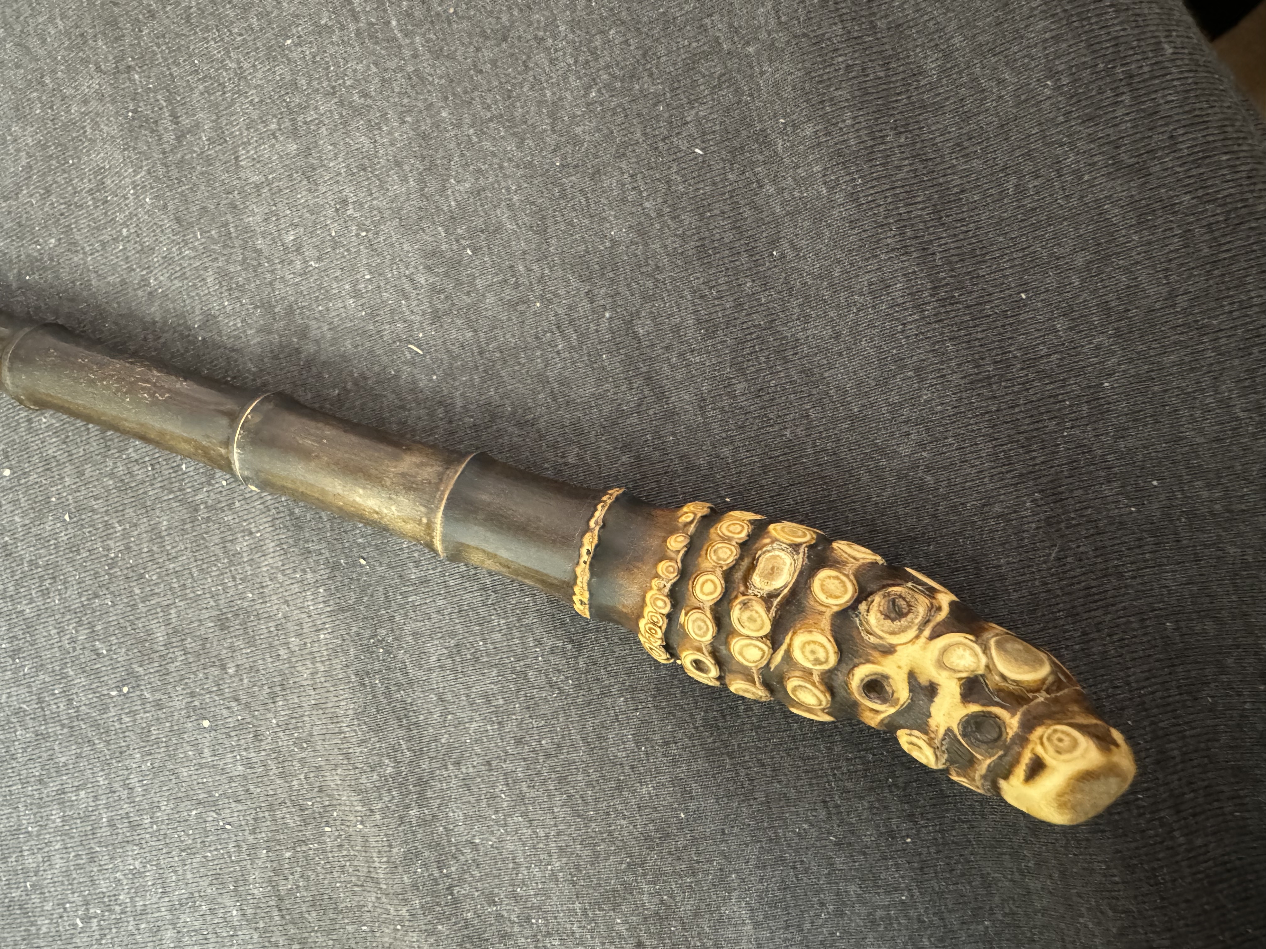 精选天然紫竹带根牛角痒痒挠纯手工精工打磨制作抓痒神器把玩竹器