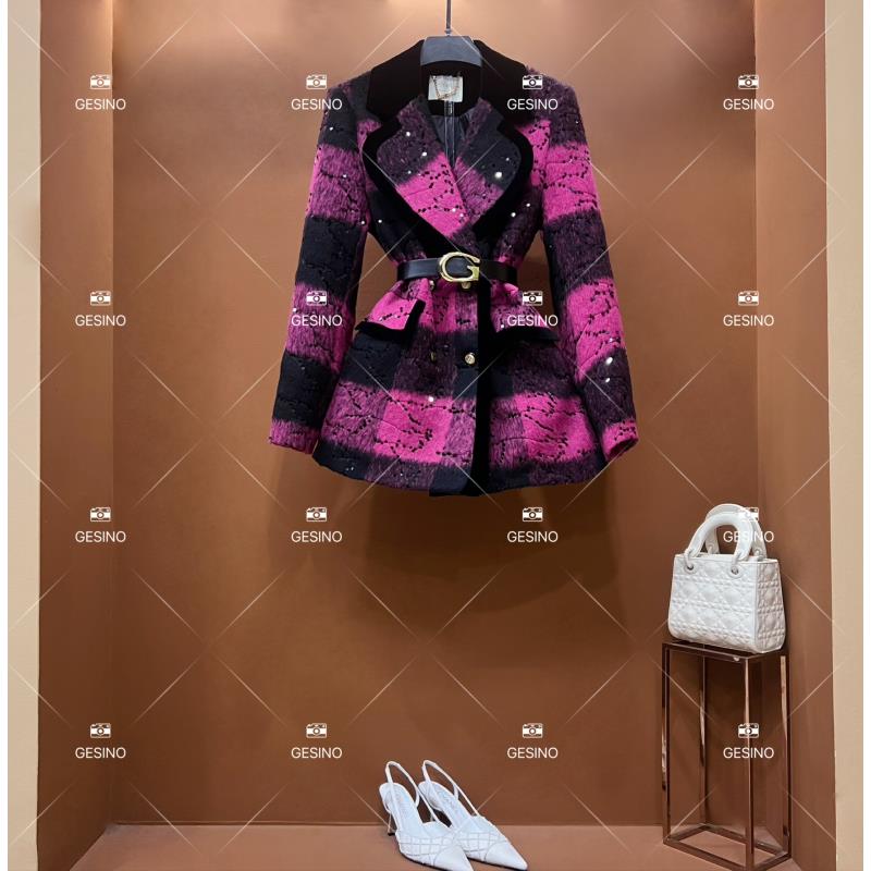 【关关】秋冬气质小香风时尚设计师中长款外套 QD-2025619