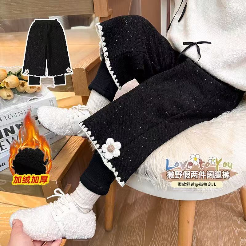 【一条过冬】2025冬季新款假两件长裤加绒女宝宝时髦洋气休闲女童裤