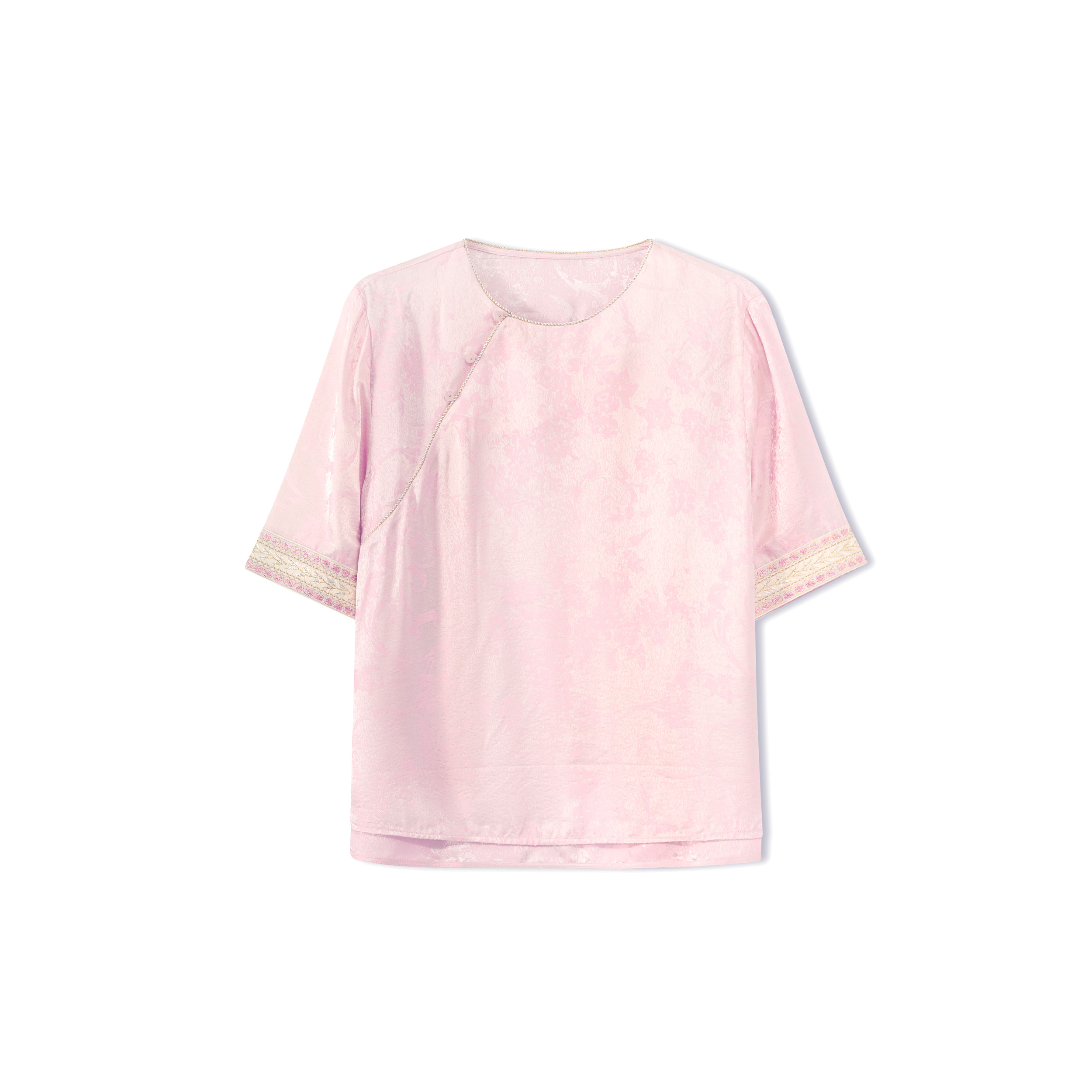 珞怡-YXQS768009新中式桑蚕丝上衣时尚中国风气质女装提花休闲