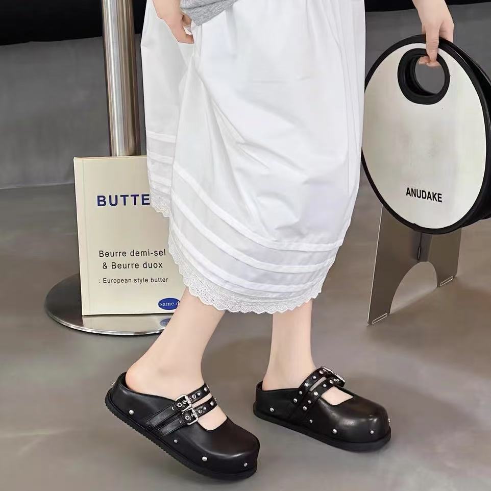 【888】512/5039-6/136-18  圆头浅口皮搭扣厚底凉拖女百搭