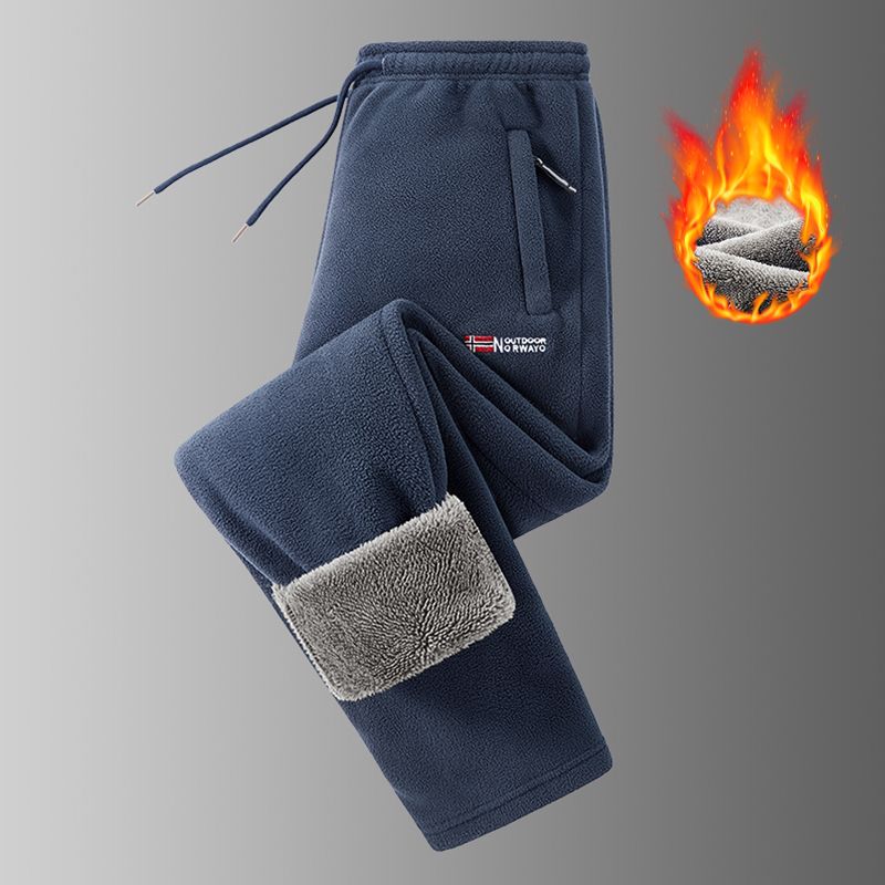 男士冬季休闲裤摇粒绒加绒加厚男卫裤修身百搭运动户外抓绒长裤子