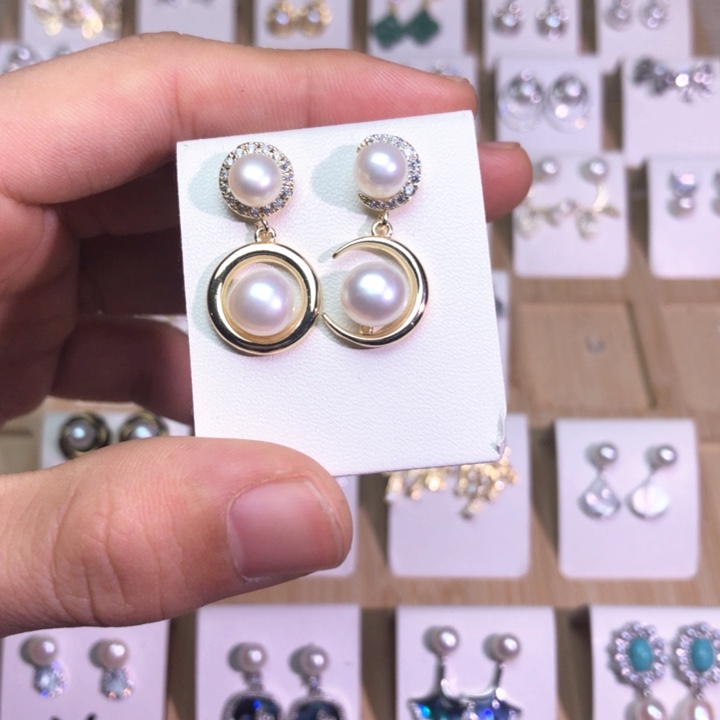 淡水珍珠耳饰银S925镶嵌